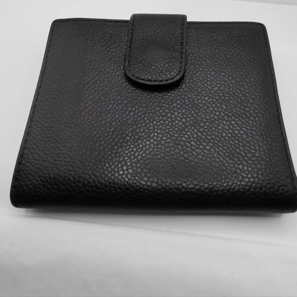 Vintage Chanel Black Caviar Leather Bifold Wallet